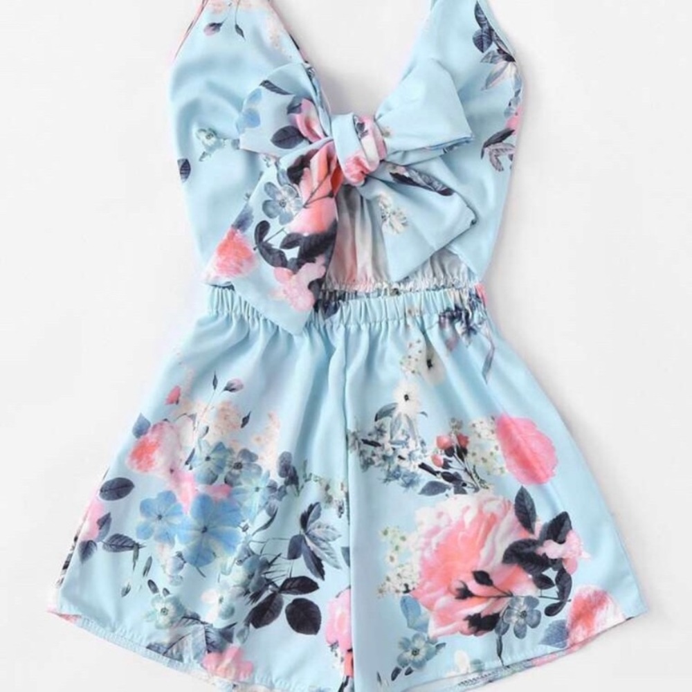Light blue floral romper